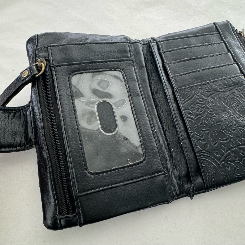 Relic Black Floral Tooled Leather Checkbook Wallet Boho - Picture 9 of 11